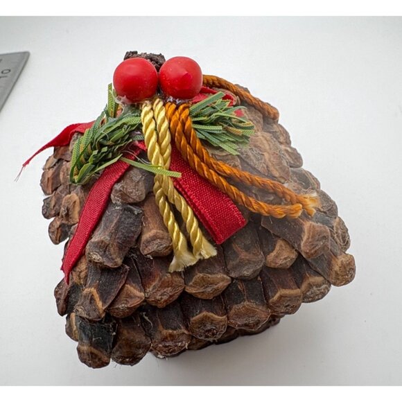 Rustic Birdhouse Christmas Tree Ornament with Cardinal Birds Pine Cone Roof - Picture 5 of 6